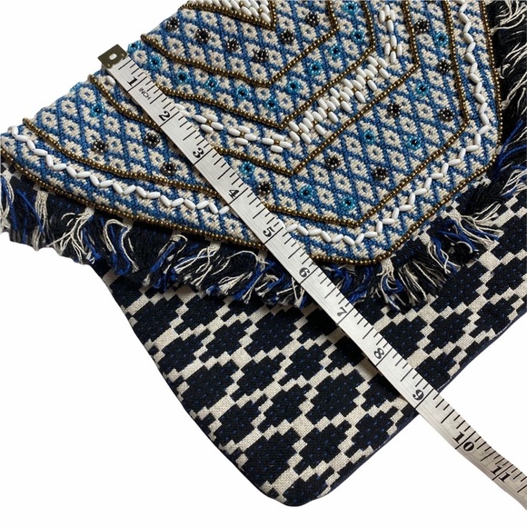 Steve Madden woven fringe beaded navy Envelope Clutch - Picture 7 of 7